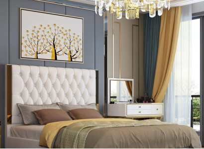 Double hotel beds sleep room leather modern bed upholstery
